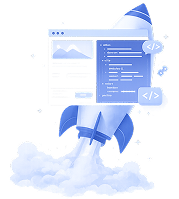Rocket icon representing website launch and deployment