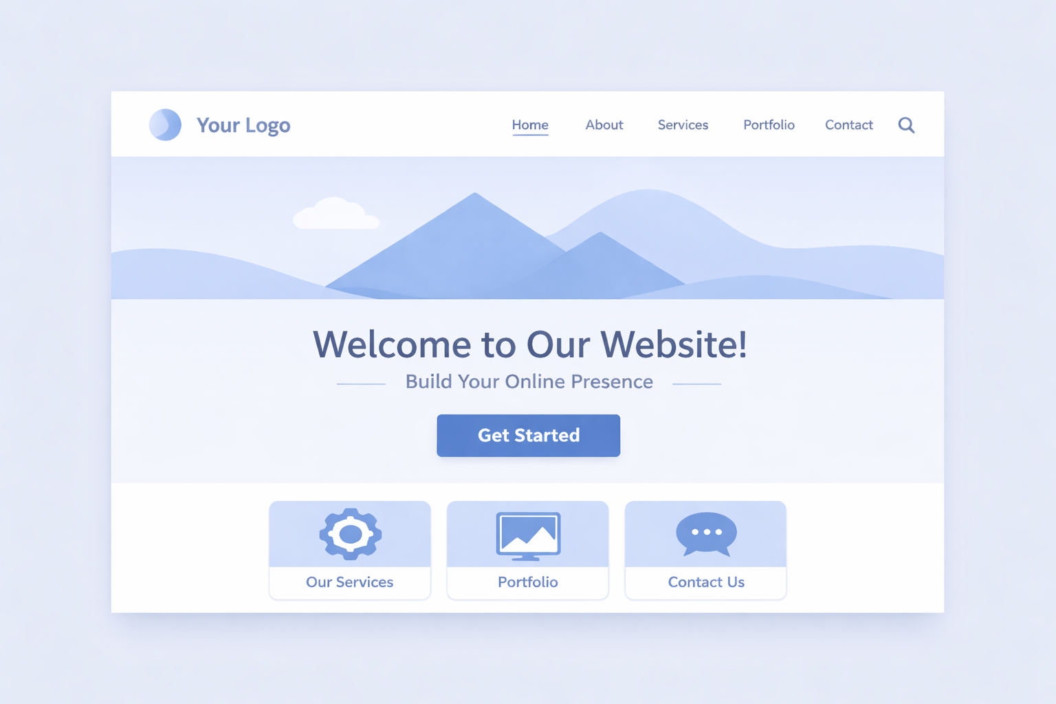 Modern website design mockup showing a clean, professional layout